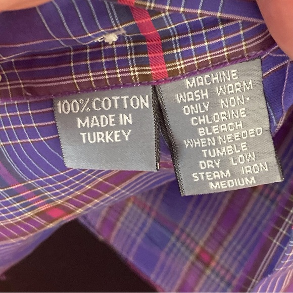 Hickey Freeman Button Down Shirt, Men’s Medium, Purple Tartan Plaid, Long Sleeve - Picture 6 of 9